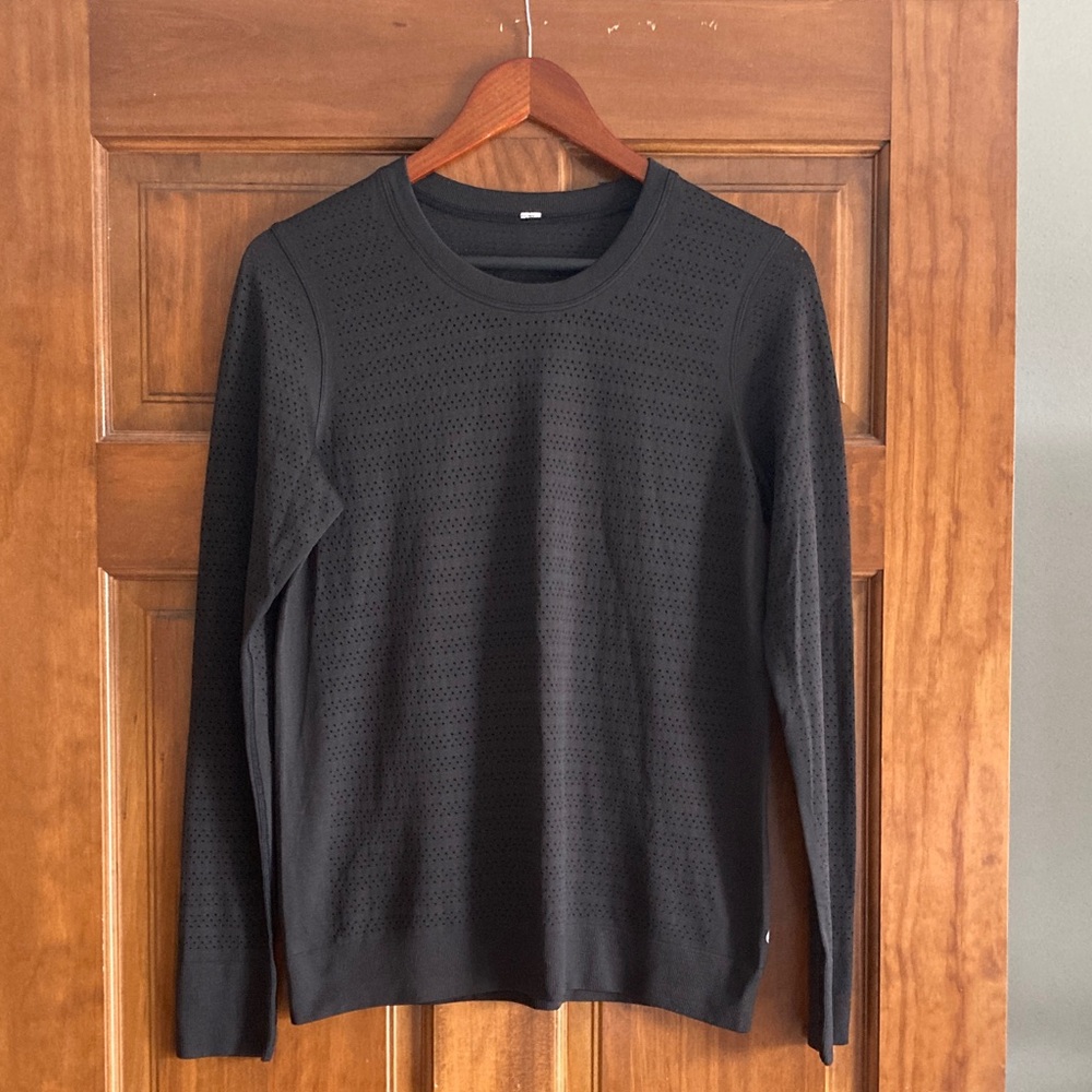 lululemon athletica Black Perforated Long Sleeve Tee